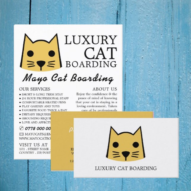 Gold Cat, Cat Boarding, Cattery Business Card (Creator Uploaded)