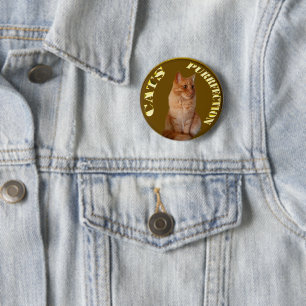Gold Cat Coins With Ginger Cat,  6 Cm Round Badge