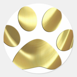 Gold Cat Paw Print Classic Round Sticker