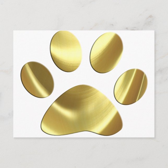 Gold Cat Paw Print Postcard (Front)