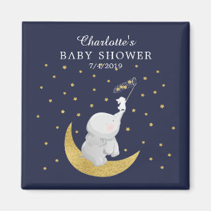 Gold Catch A Star Bunny Elephant Baby Shower Magnet