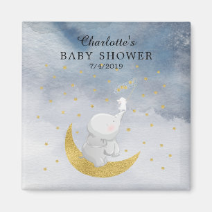 Gold Catch A Star Bunny Elephant Baby Shower Magnet