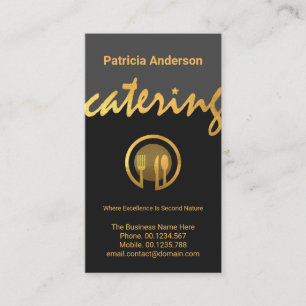 Gold Catering Signage Gold Cutlery Restaurant Busi Business Card