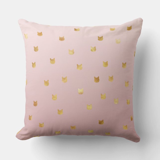 Gold Cats Blush Pink Ombre Cushion (Front)
