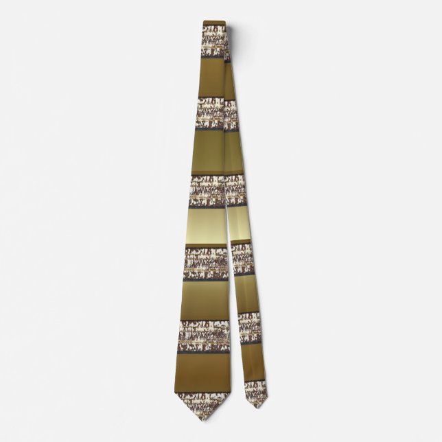 Gold Ceam Stripes Pattern Tie (Front)