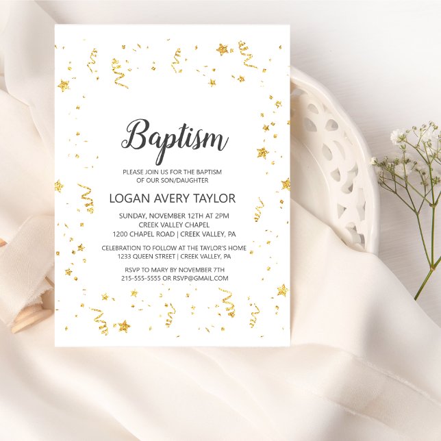 Gold Celebration Baptism Invitation (Creator Uploaded)