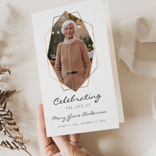 Gold Celebration of Life Funeral Folded Program Flyer