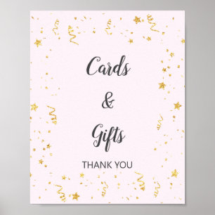 Gold Celebration on Pink Cards & Gifts Sign
