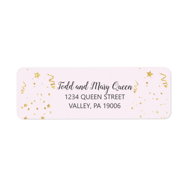 Gold Celebration on Pink Return Address Labels (Front)