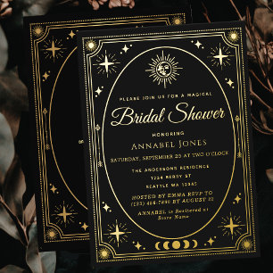 Gold Celestial Black Tarot Card Bridal Shower