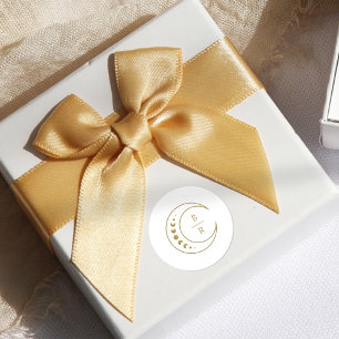 Gold Celestial Initials Wedding Classic Round Sticker