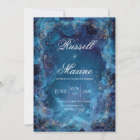 Gold Celestial Liquid Blue Smoke Winter Wedding
