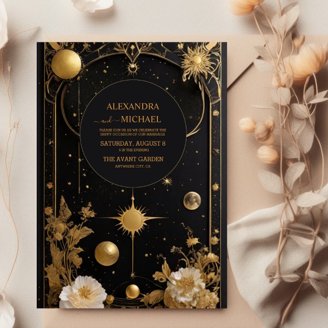 Gold Celestial Mystic Moon Wedding Invitation (Creator Uploaded)