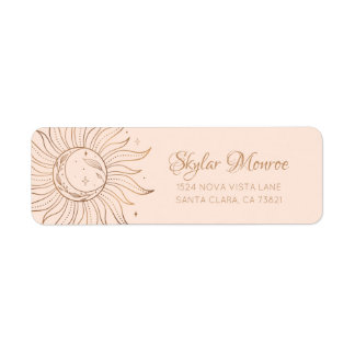 Gold Celestial Sun & Moon on Blush Return Address