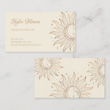 Gold Celestial Sun & Moon on Ivory Business Card
