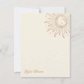 Gold Celestial Sun & Moon on Ivory Note Card