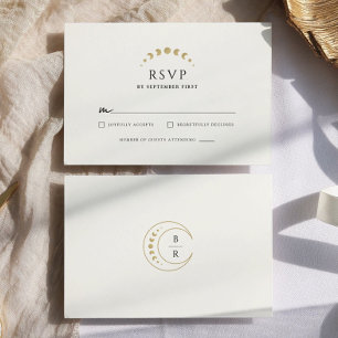 Gold Celestial Wedding RSVP Card