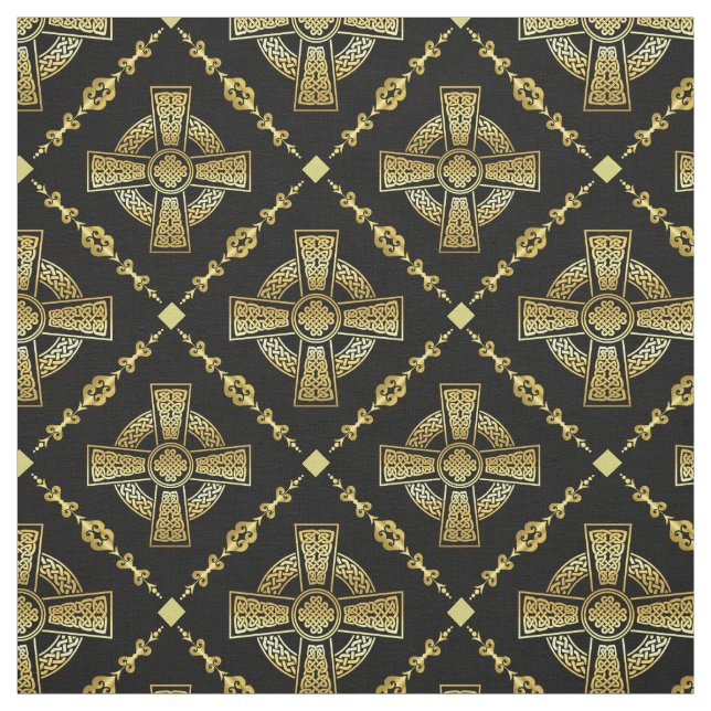 Gold Celtic cross/braided knot design cloth (Swatch)