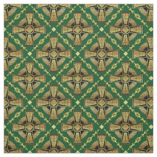 Gold Celtic cross/braided knot design cloth green