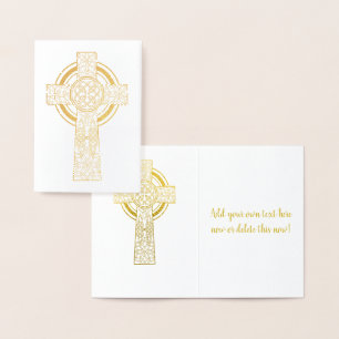 Gold Celtic Cross Religious Foil Card