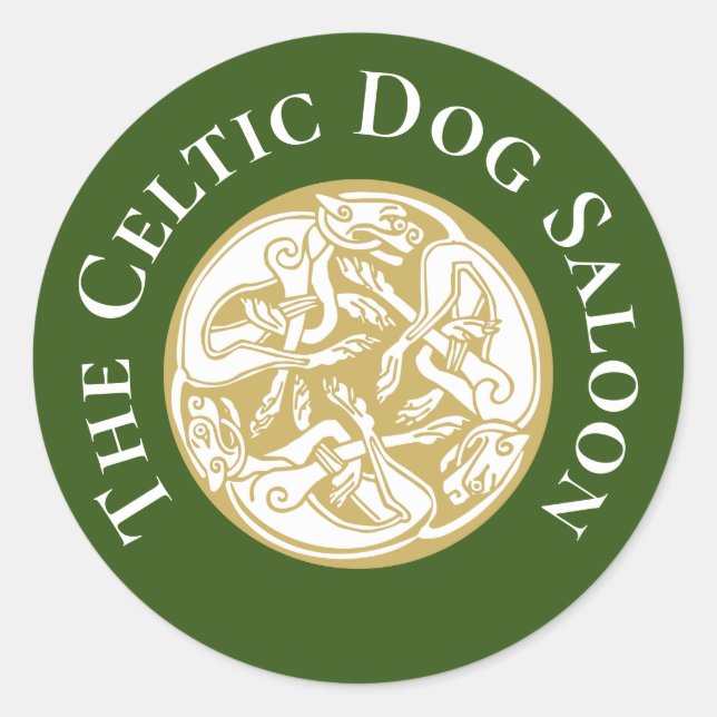 Gold Celtic Dog Trio Custom Classic Round Sticker (Front)