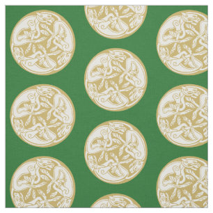 Gold Celtic Dogs Pattern Fabric