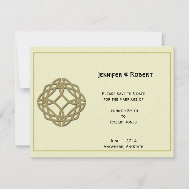 Gold Celtic Eternity Knot Save the Date (Front)