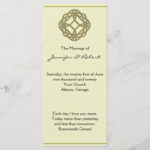 Gold Celtic Eternity Knot Wedding Program Programme