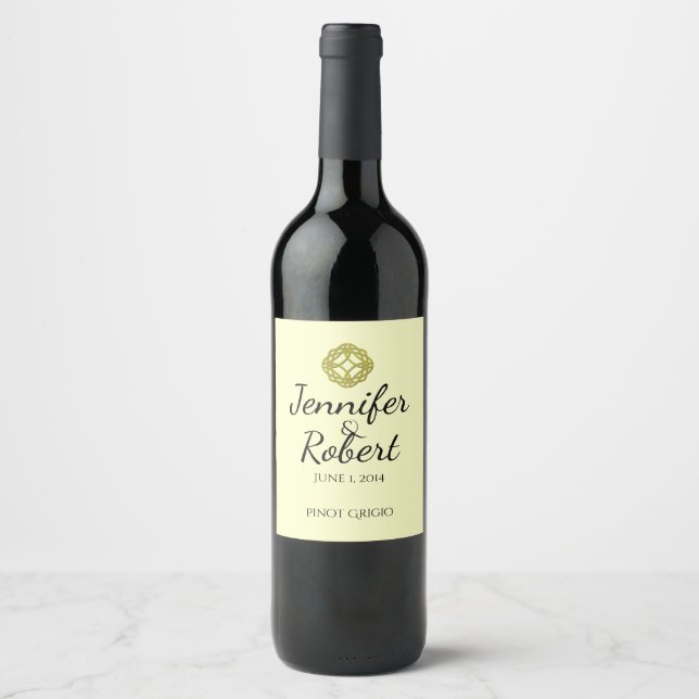 Gold Celtic Eternity Knot Wine Label (Front)