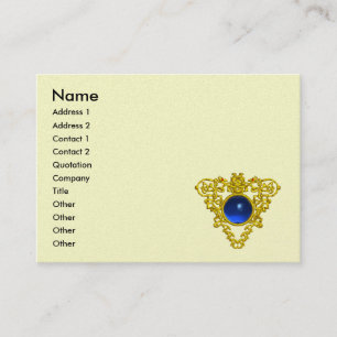 GOLD CELTIC HEART JEWEL BLUE SAPPHIRE GEMSTONE BUSINESS CARD