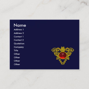 GOLD CELTIC HEART JEWEL,RED RUBY GEMSTONE Blue Business Card