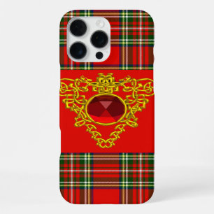 GOLD CELTIC HEART,RUBY, RED GREEN SCOTTISH TARTAN iPhone 16 PRO MAX CASE