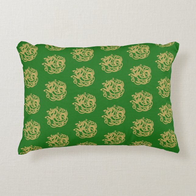 Gold Celtic Horse Pattern  Decorative Cushion (Front)