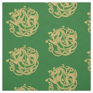 Gold Celtic Horse Symbol Fabric