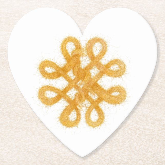GOLD CELTIC KNOT Heart Paper Coasters (Front)