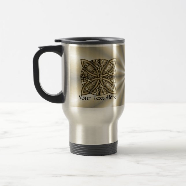 Gold Celtic Knot Original Design Travel Mug (Left)