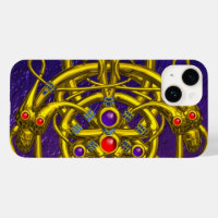 GOLD CELTIC KNOTS,TWIN DRAGONS,GEMSTONES Purple