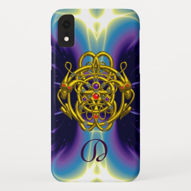 GOLD CELTIC KNOTS WITH TWIN DRAGONS Case-Mate iPhone CASE (Back)