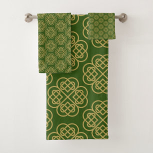 Gold Celtic Shamrock Pattern   Bath Towel Set
