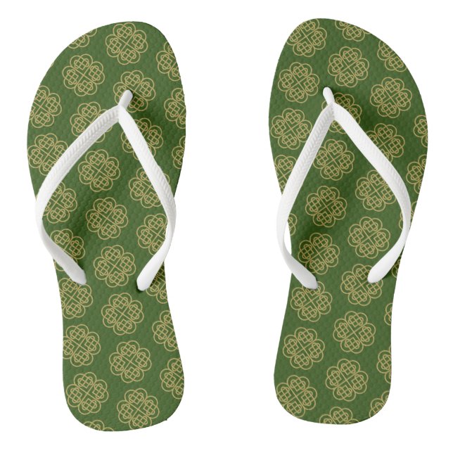 Gold Celtic Shamrock Pattern   Jandals (Footbed)