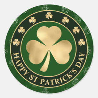 Gold Celtic Shamrock St Patrick’s Day Classic Round Sticker