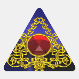 GOLD CELTIC TRIANGLE WITH RED RUBY STICKER