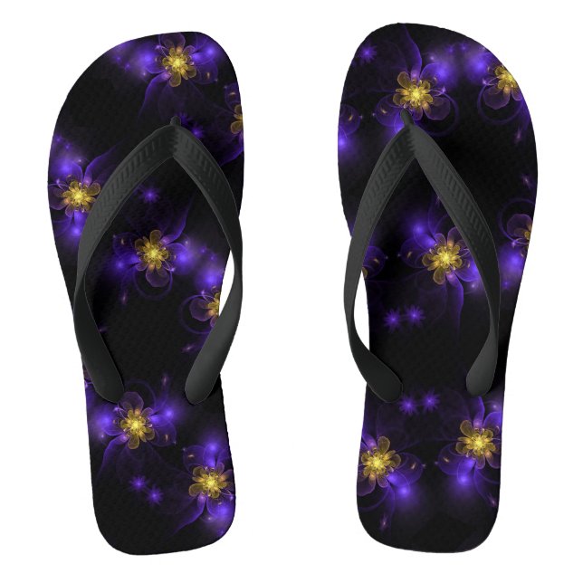 Gold Centred Purple Fractal Flower  Jandals (Footbed)