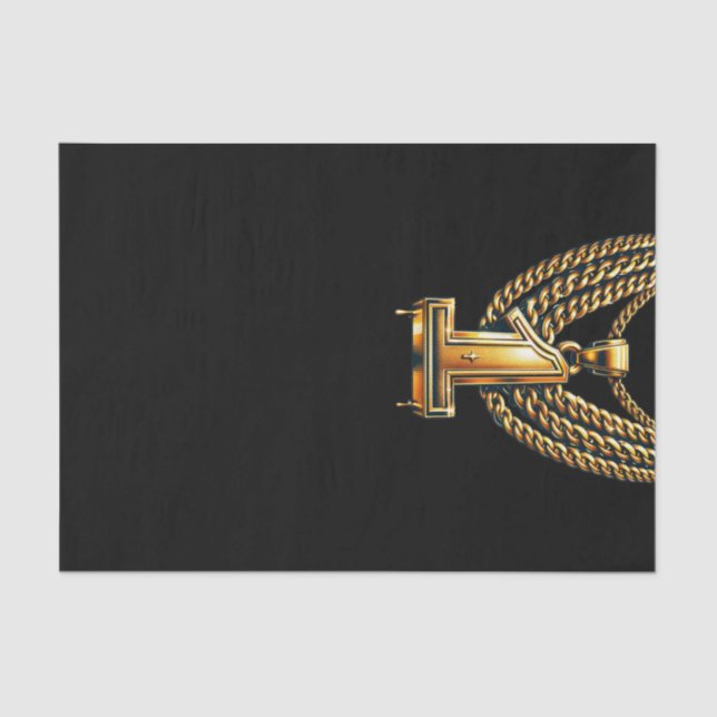 Gold Chain 1 Drip #1 1st Birthday Party Tissue Paper (Front)