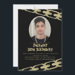Gold Chain Adult Birthday Party Photo Invitation<br><div class="desc">Faux Gold Chain Birthday Invitation</div>