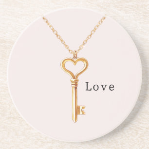 Gold Chain Heart Necklace Love Coaster