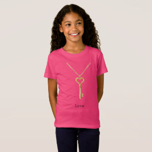 Gold Chain Heart Necklace Love T-Shirt