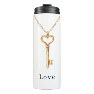 Gold Chain Heart Necklace Love Thermal Tumbler
