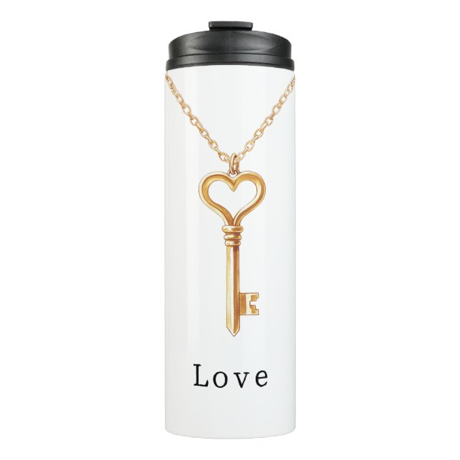 Gold Chain Heart Necklace Love Thermal Tumbler (Front)