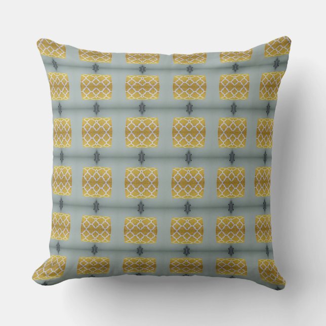 Gold Chain of White Persian Design Throw Pillow (Front)